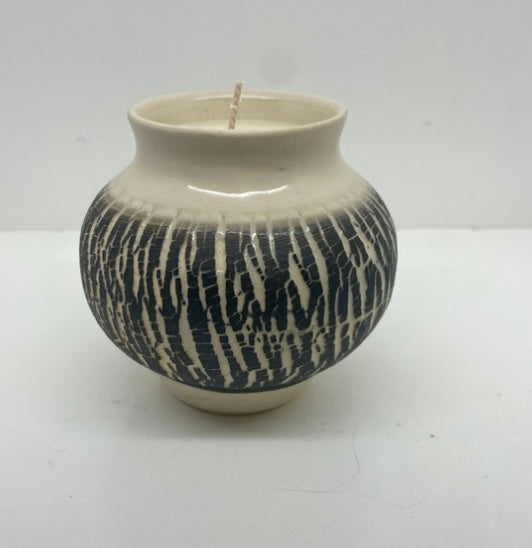 Black and White Frangipani Candle