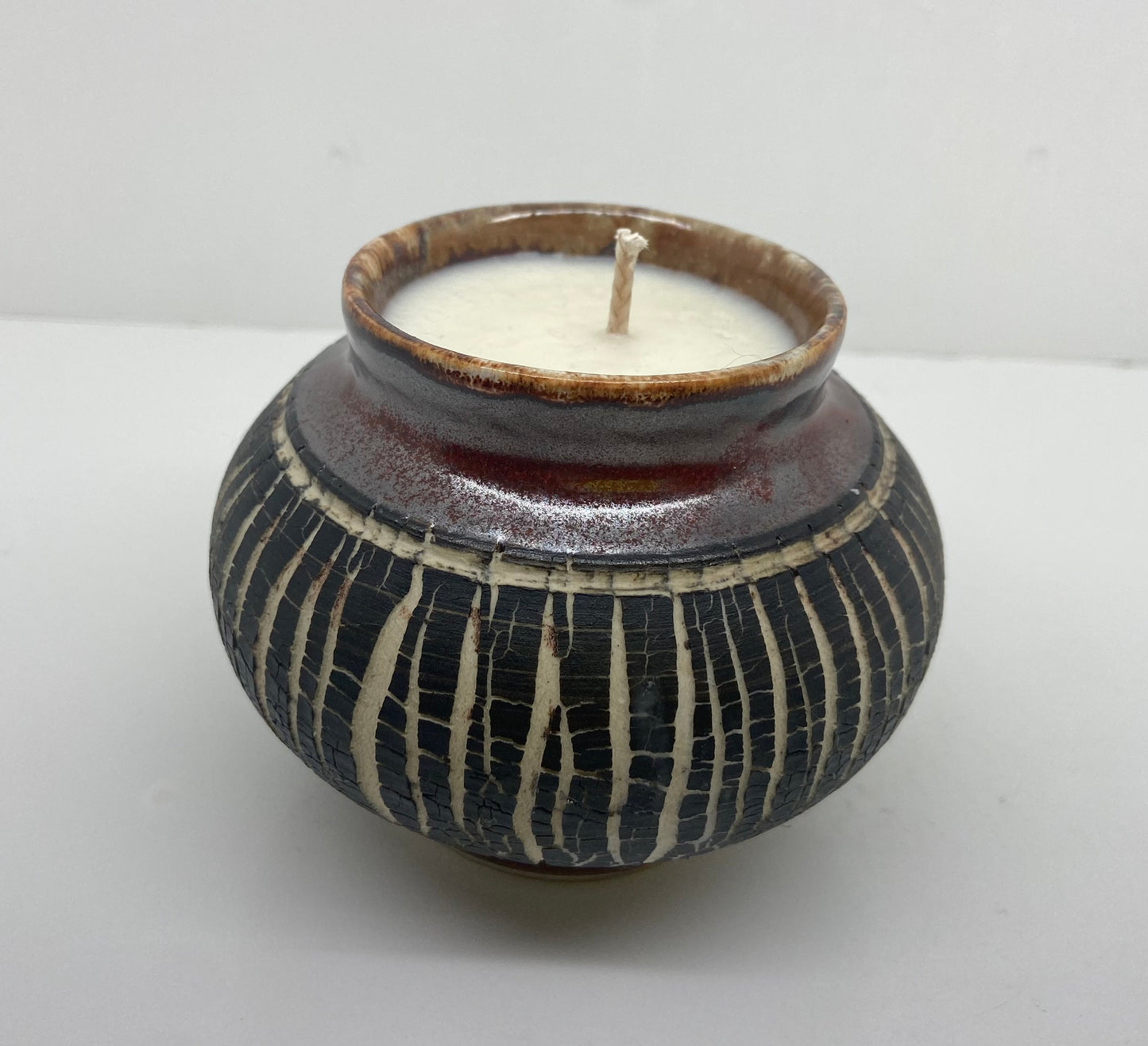 Tomato Red with White Accents Glazed Frangipani Candle
