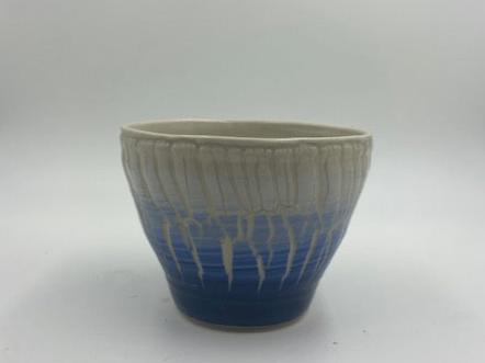 Gradient blue and white rice bowl